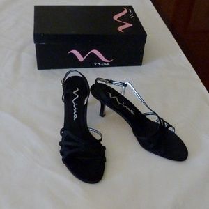 Evening Shoes EUC Black Satin Heels